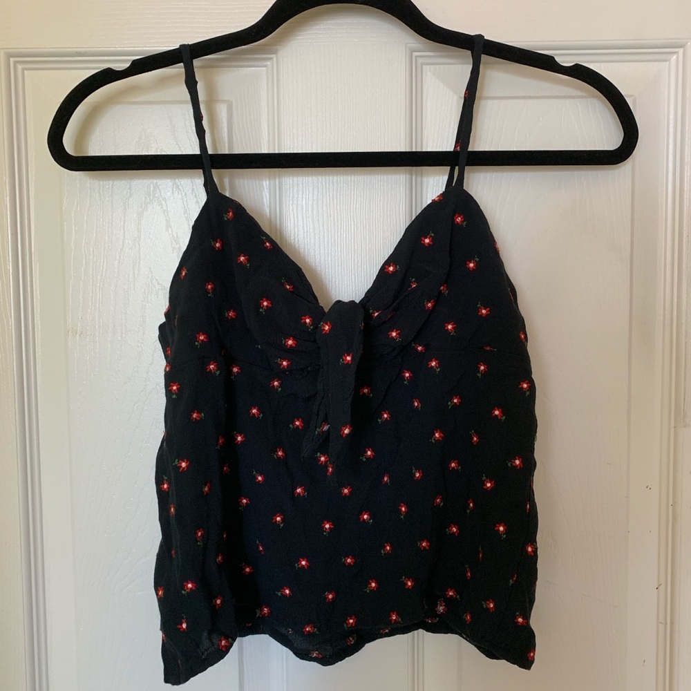 Brandy Melville: black tank with red flower print